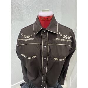 Senor De Los Cielos Brown Western Embroidered Shirt Cowboy Rodeo Long Sleeve